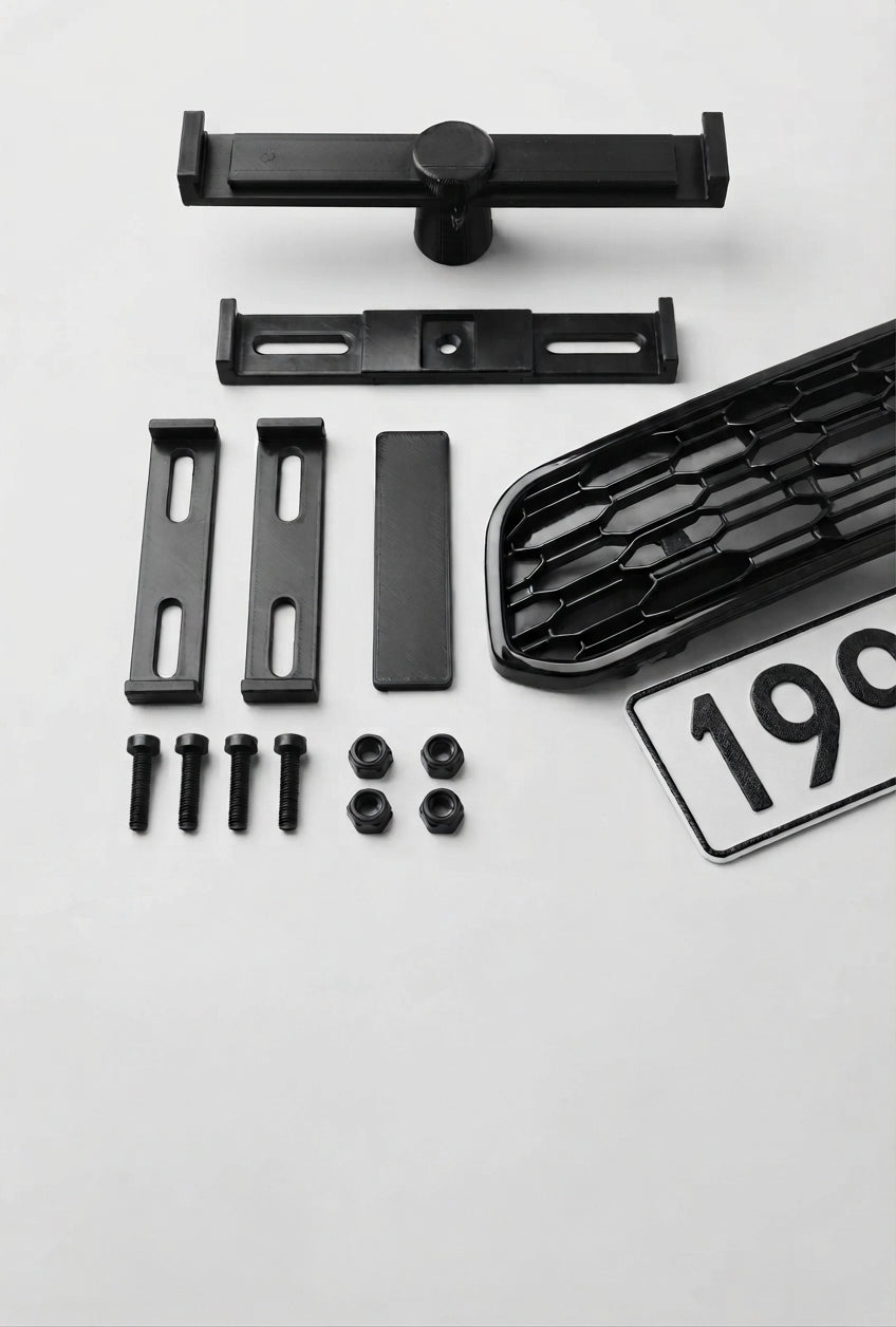 Kit Suport Număr de Înmatriculare Reglabil (Față-Spate) – Printat 3D