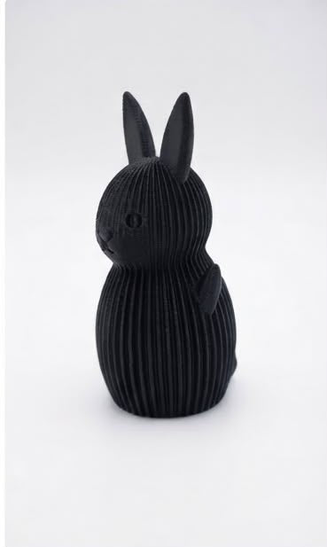 Figurină 3D – Iepure Decorativ Abstract, Finisaj Negru Mat